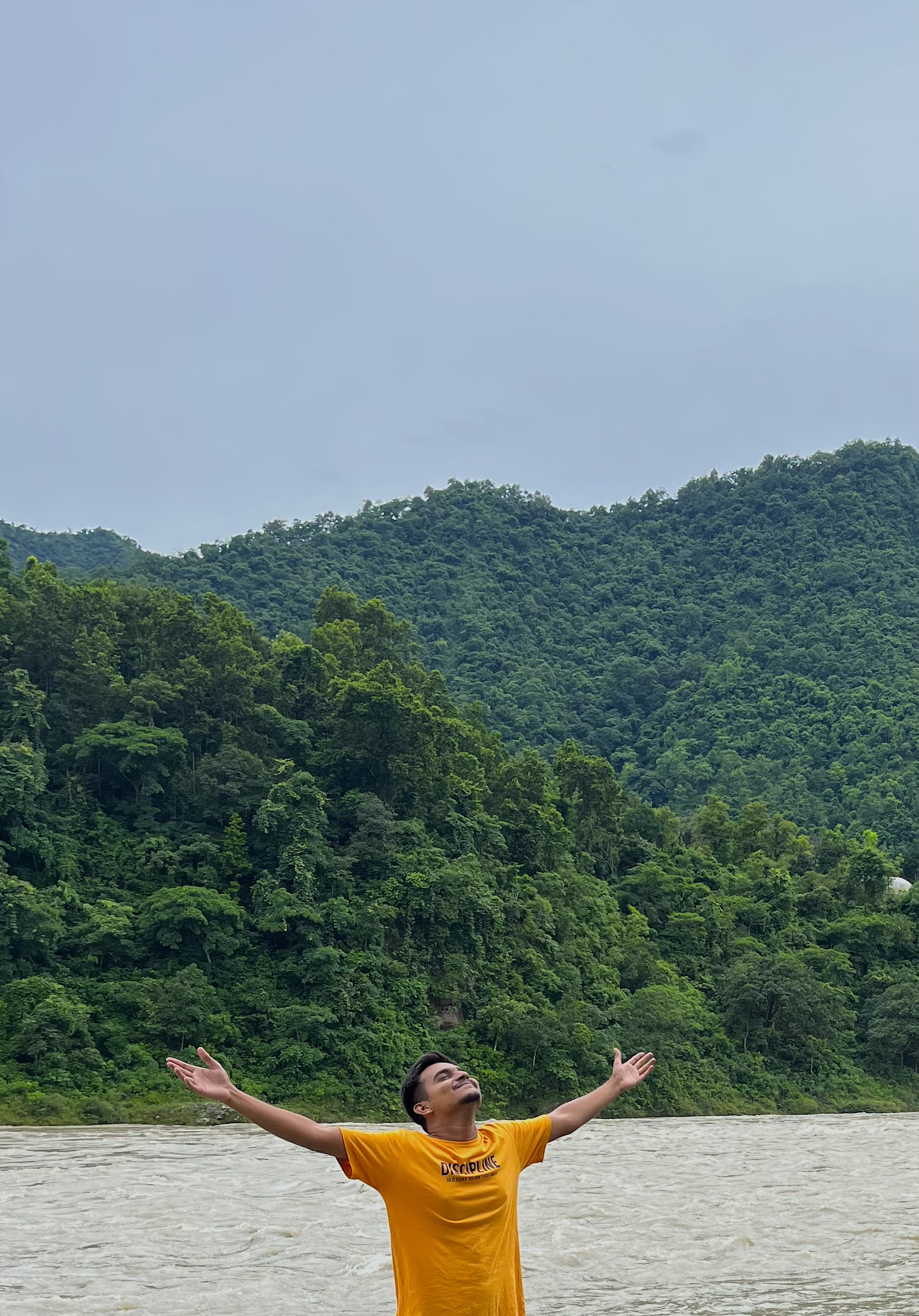 Outdoor selfie with mountains